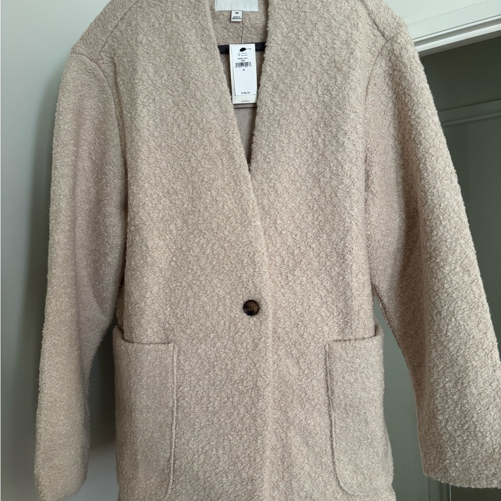 Banana Republic Cream Bouclé Teddy Single-Button Jacket